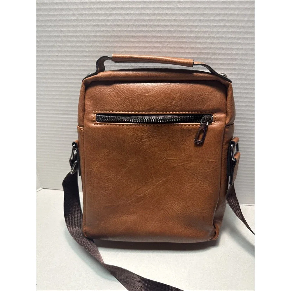 WEIXIER Brown Faux Leather Crossbody Sling Bag Men's Shoulder Bag
